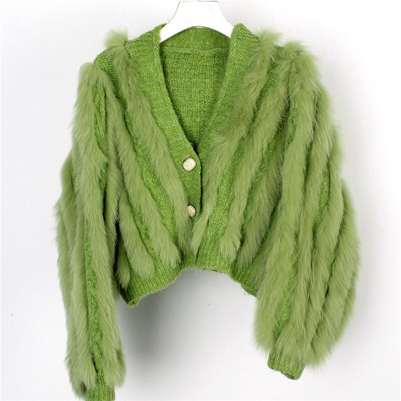Winter New Fox Car Strip Sweater Women's Ultra-Short Cardigan Waistcoat Light Luxury eprolo