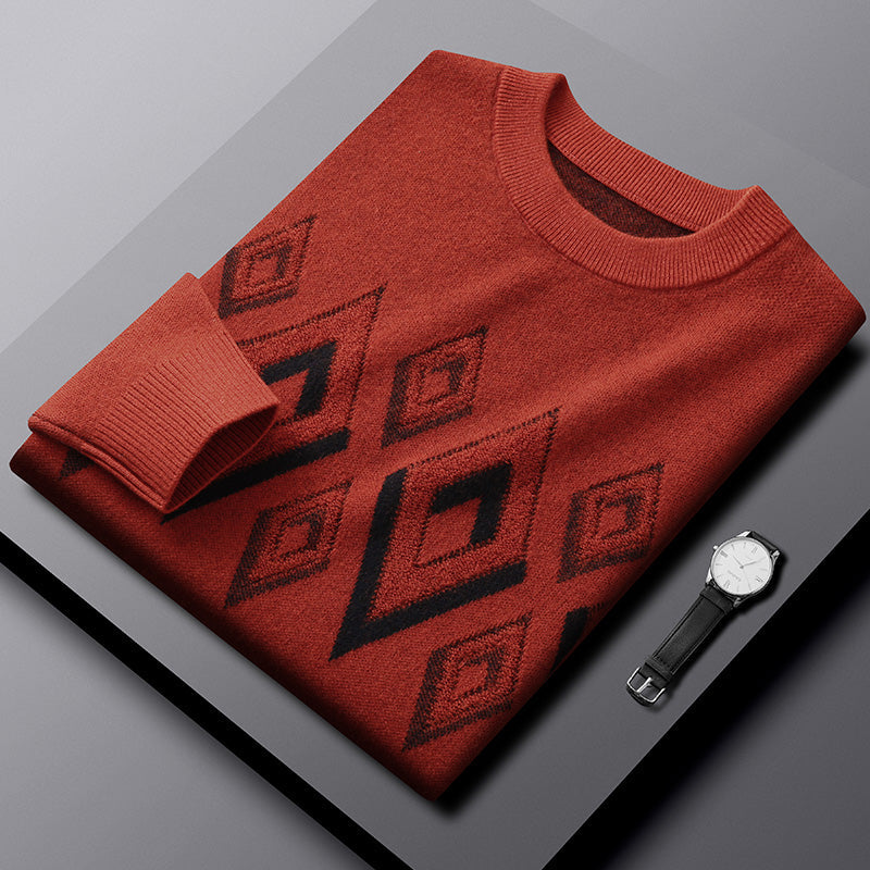 A sophisticated jacquard turtleneck sweater designed for the discerning man. The textured knit pattern delivers visual interest while the high collar offers practical warmth LittleYogaSocks