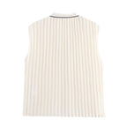 Color blocking trimmed pleated shirt+skirt set eprolo