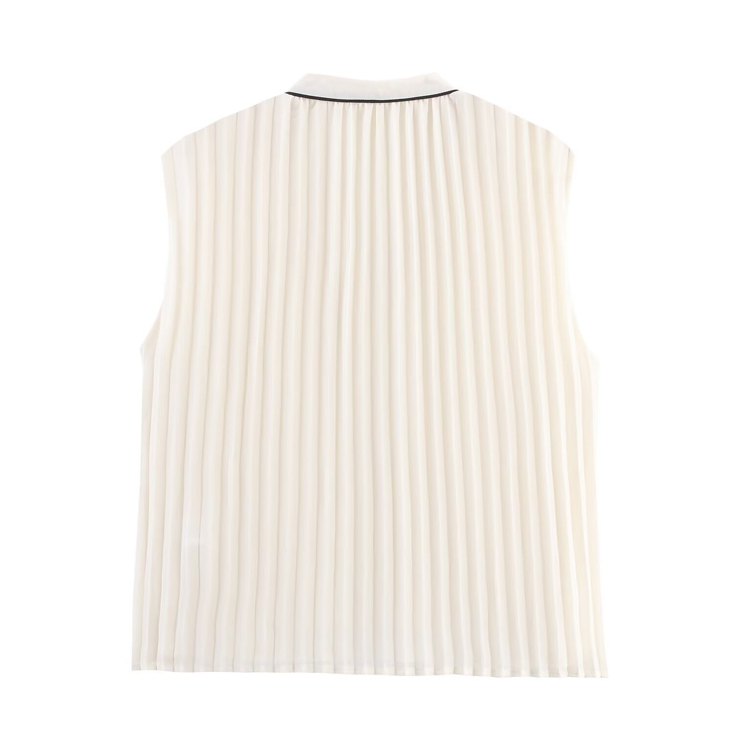 Color blocking trimmed pleated shirt+skirt set eprolo