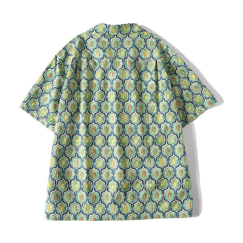 Bubble gauze printed Hawaiian Cuban collar short sleeved shirt for men eprolo