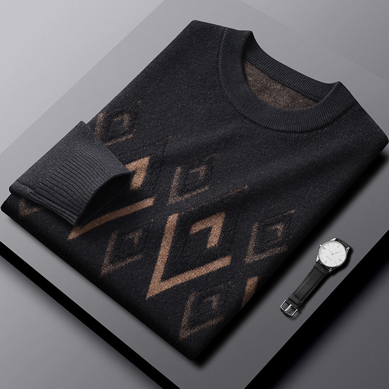A sophisticated jacquard turtleneck sweater designed for the discerning man. The textured knit pattern delivers visual interest while the high collar offers practical warmth LittleYogaSocks