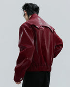 Scale Short Jacket Stand Collar Horse Hair Stitching Heavy Design Leather Coat Scale Short Jacket Stand Collar Horse Hair Stitching Heavy Design Leather Coat LittleYogaSocks