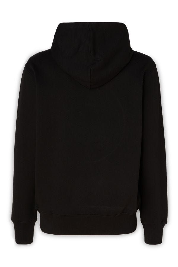 Versace Jeans Black Cotton Logo Details Hooded Sweatshirt Versace Jeans