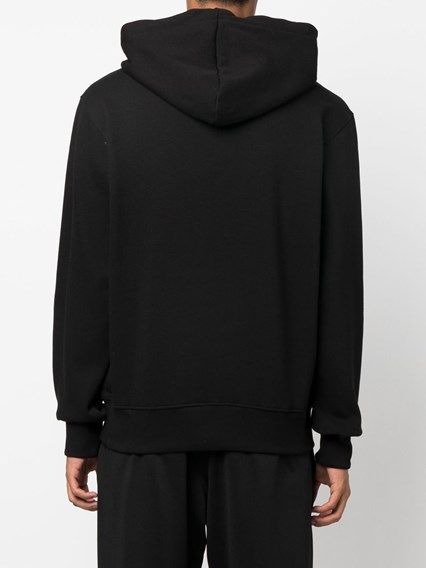 Versace Jeans Black Cotton Logo Details Hooded Sweatshirt Versace Jeans