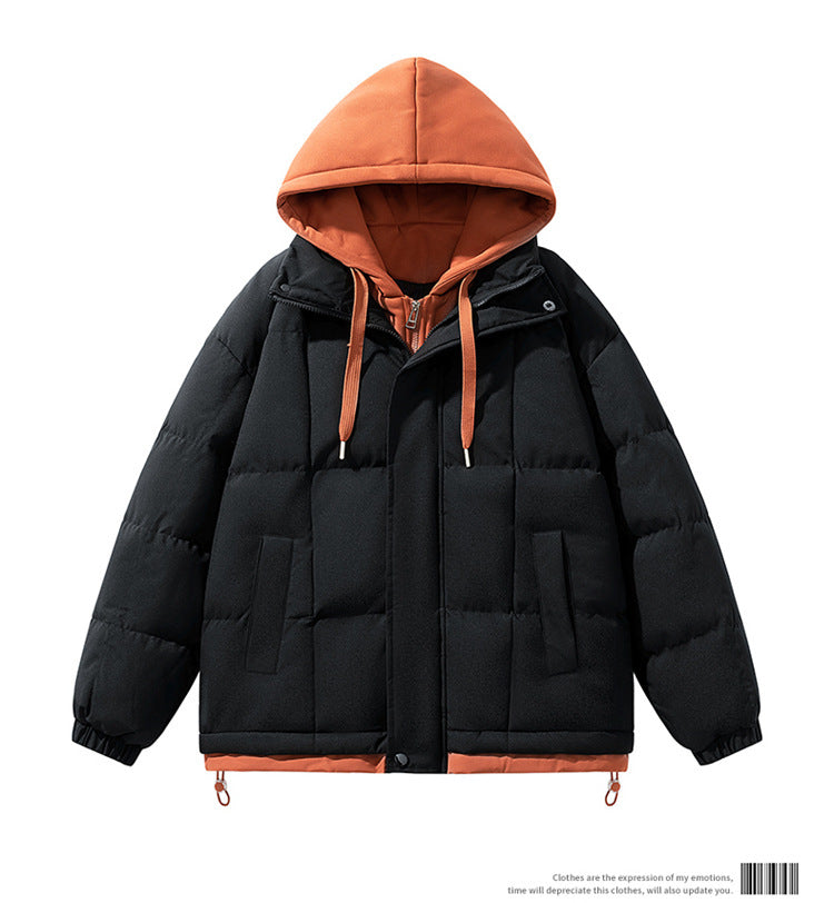 Fake two piece cotton jacket for both men and women, winter trend loose and thick casual cotton jacket for couples, cotton jacke eprolo