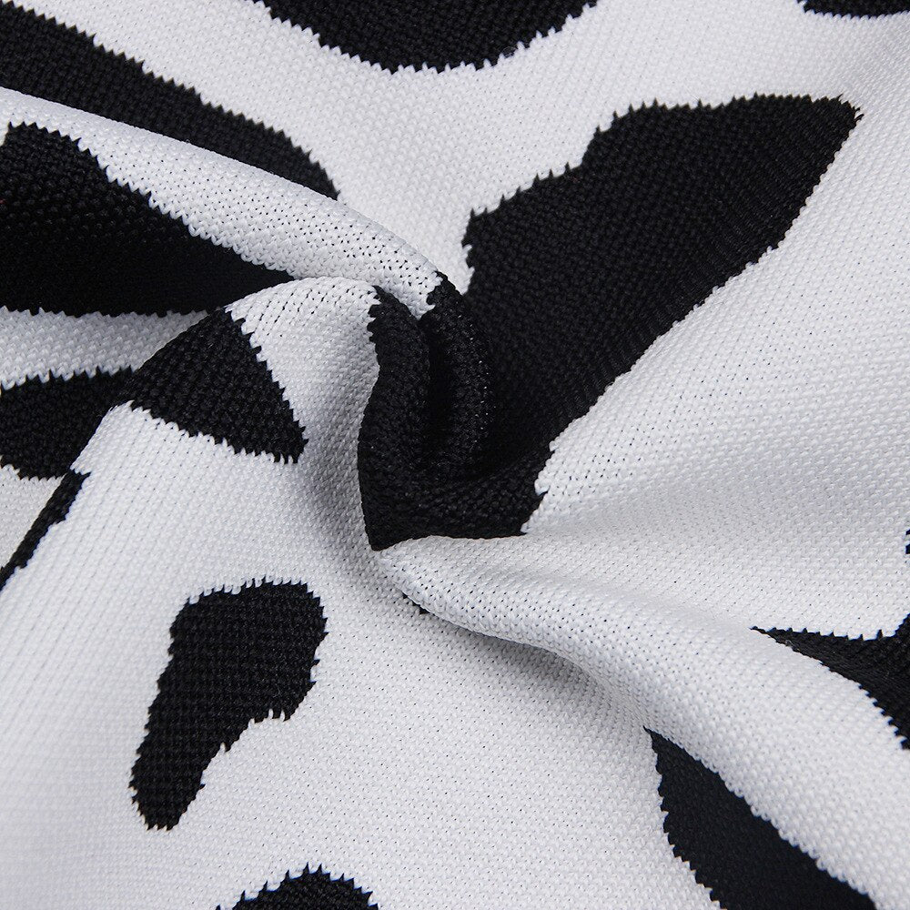 Latest Fashion Star Style Designer Women's Lion Buttons Black White Leopard Print Knitted Cardigan Short Jacke eprolo