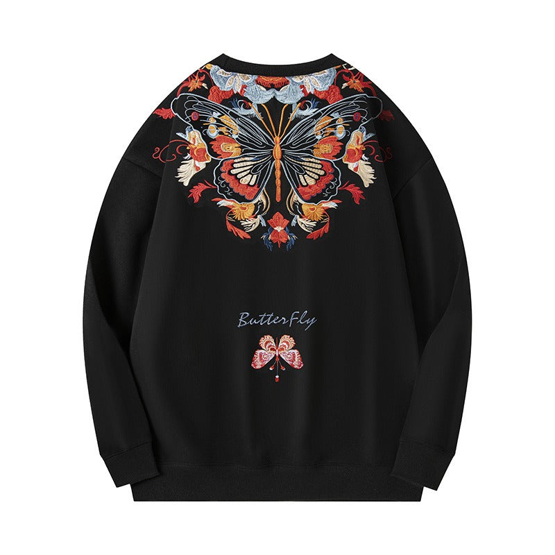 Autumn Zhuangzhou Mengdie embroidery printed round neck longsleeved T shirt trendy retro sports pullover sweatshirt for men eprolo