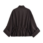 Stand collar workwear drawstring waist cinching jacket eprolo