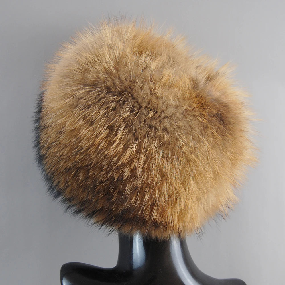 Fashion Real Fur Hats Winter Hats For Women Natural Fox Fur Beanies Real Fox Bomber Hat Fluffy Popular Russian Female Round Cap eprolo
