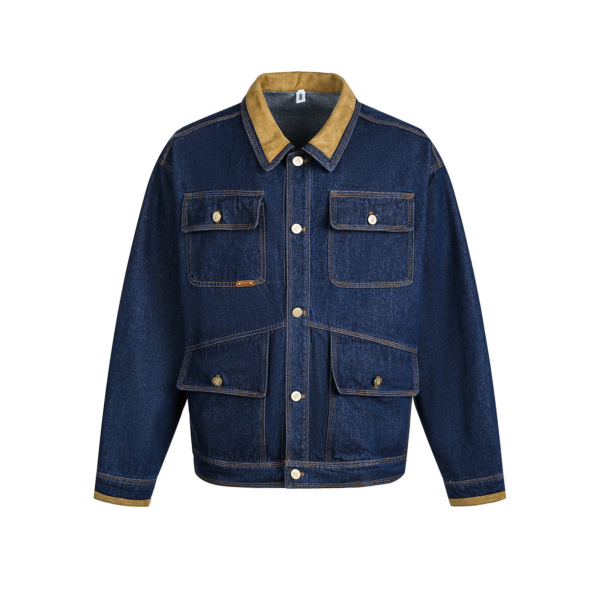 Multi pocket washed denim jacket jacket for men eprolo