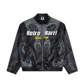 American style high street splicing flame letter embroidery leather jacket jacket men motorcycle jacket PU leather baseball eprolo