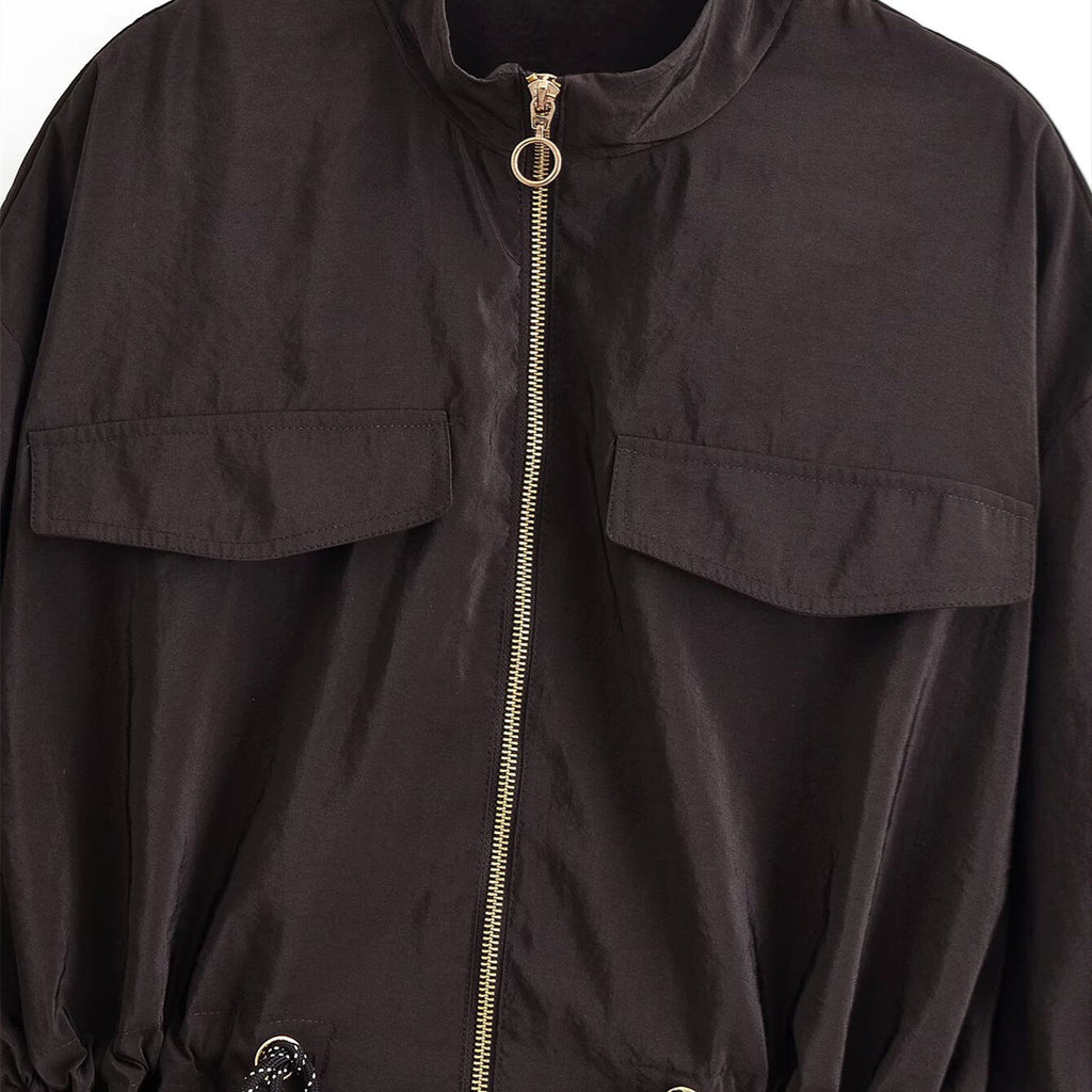 Stand collar workwear drawstring waist cinching jacket eprolo