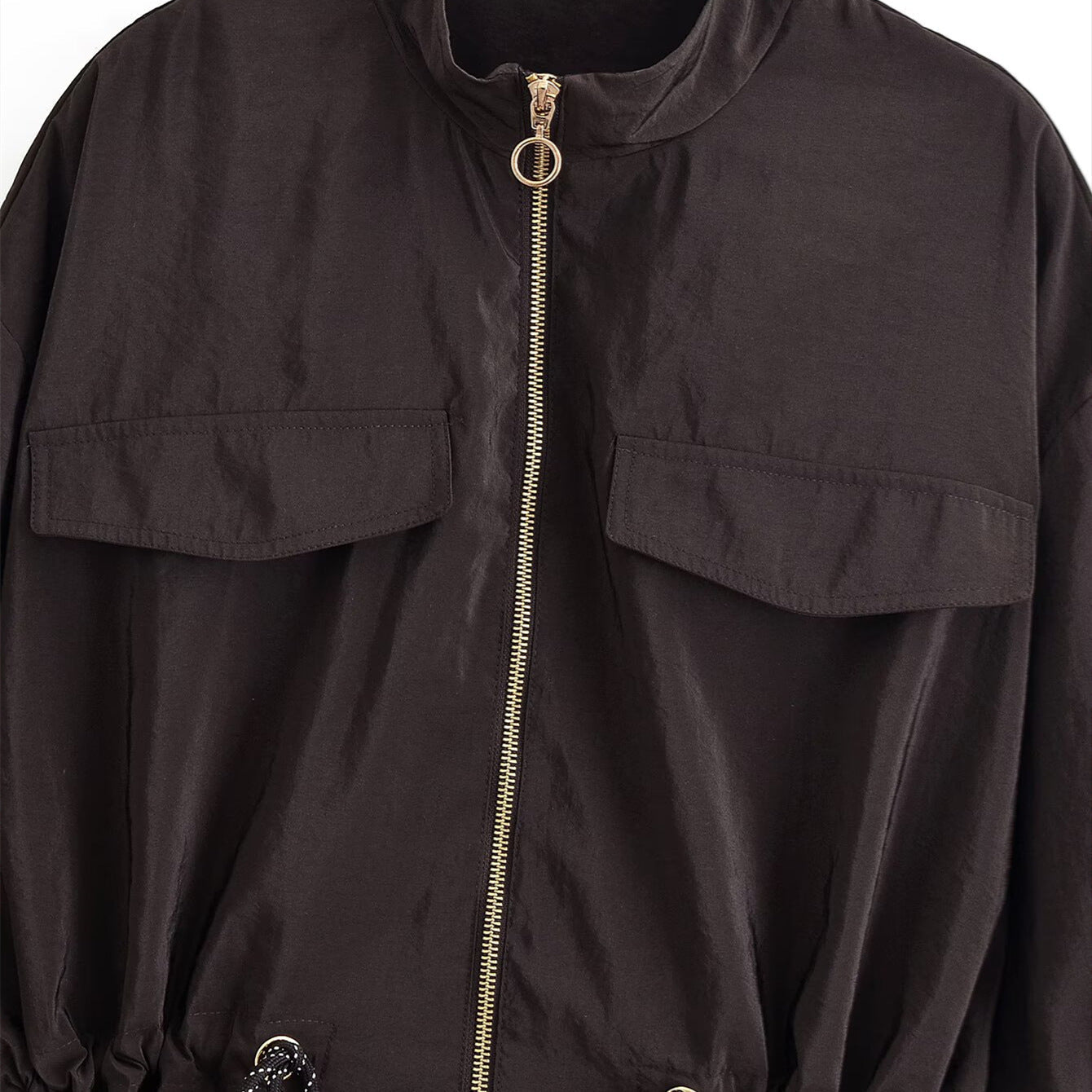 Stand collar workwear drawstring waist cinching jacket eprolo