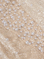 Wedding Dress For Women Elegant Off Shoulder Short Sleeves Pearl Sequins Design Sparkling Maxi Long Gown eprolo