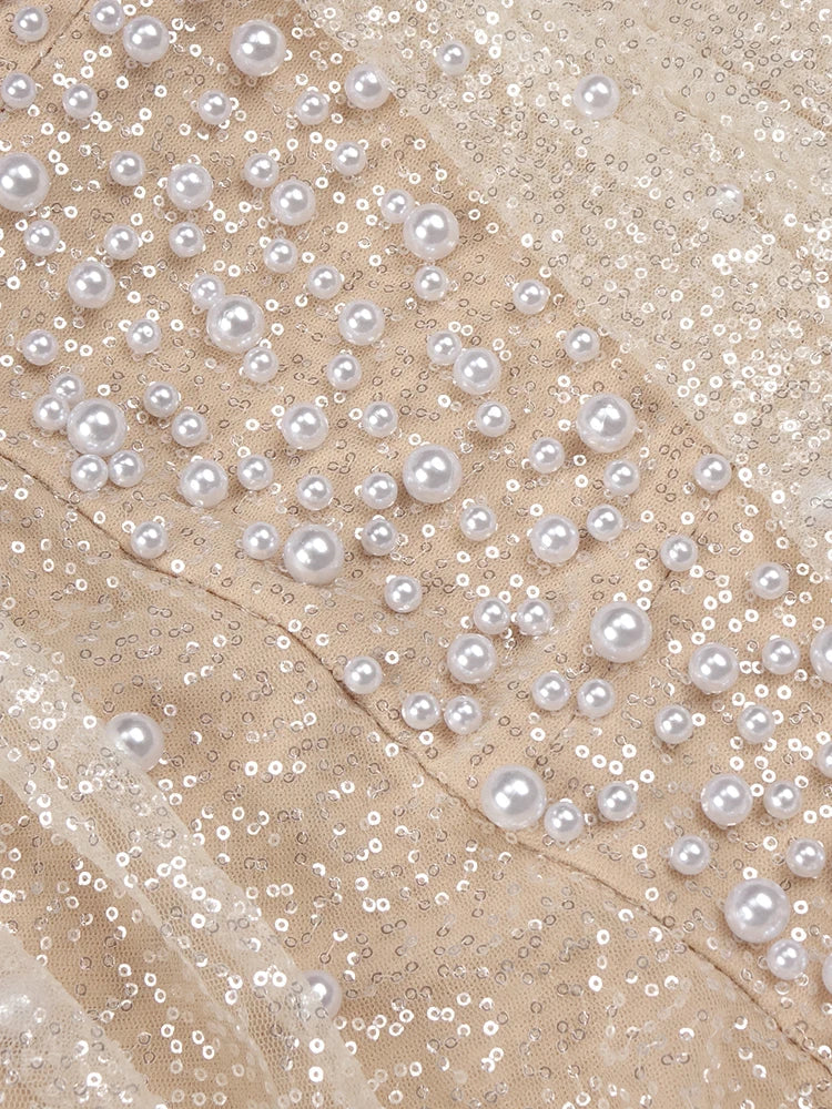 Wedding Dress For Women Elegant Off Shoulder Short Sleeves Pearl Sequins Design Sparkling Maxi Long Gown eprolo