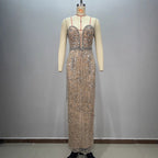 Sexy Shiny Rhinestone Sequin Strapless Dress  Female Singers Gogo Performance Party Evening Gown eprolo