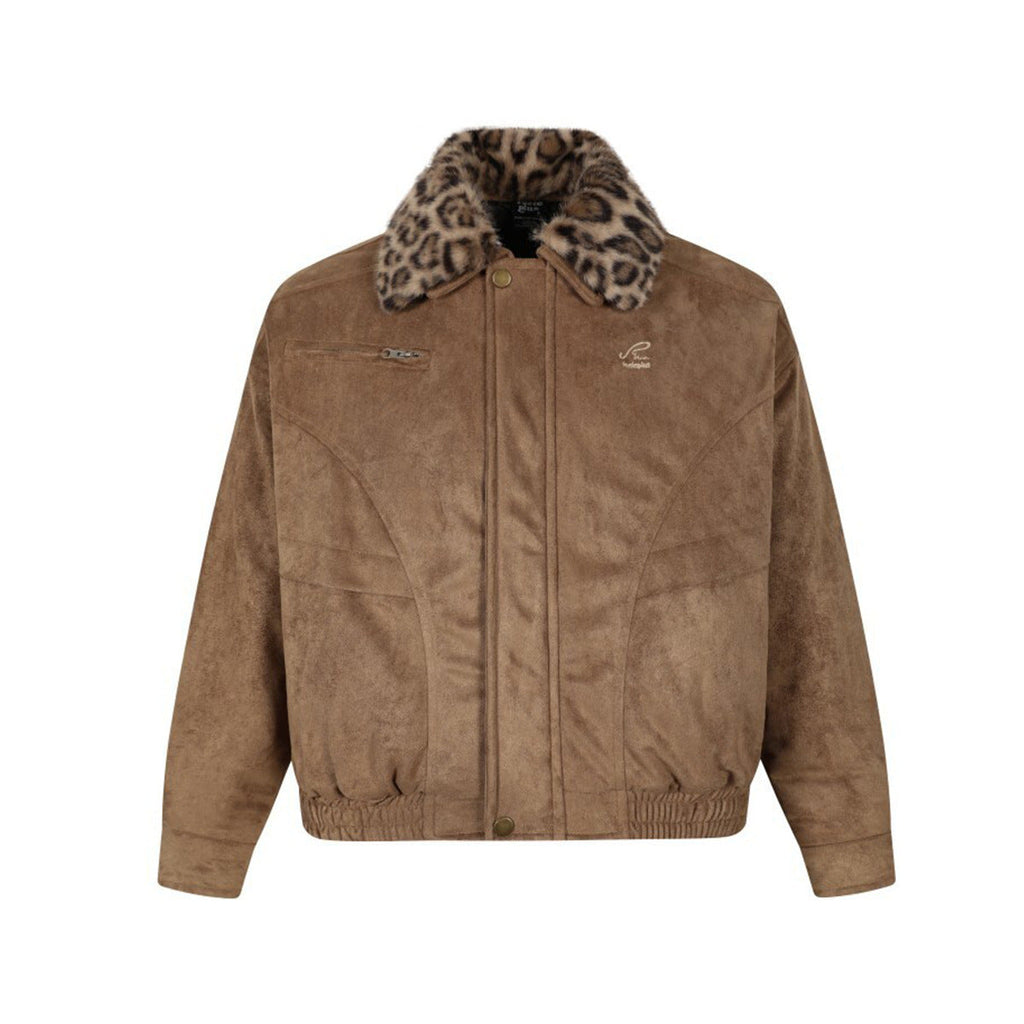 Leopard suede jacket with cotton jacket for men eprolo