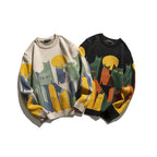 Jacquard round neck sweater loose knit sweater for men eprolo