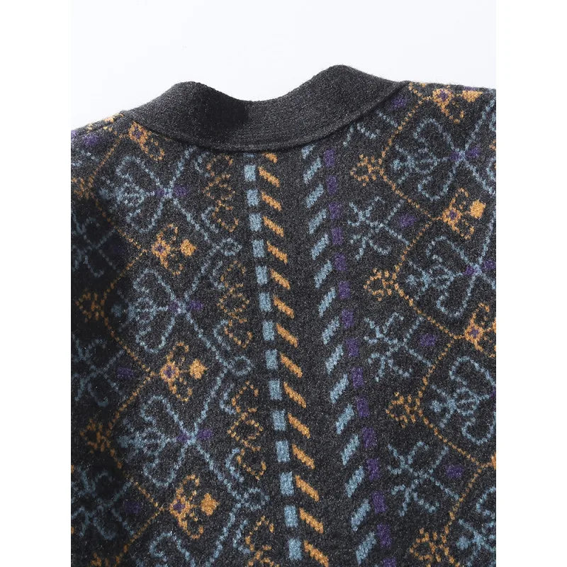 Men Vintage Jacquard Knit Taoist Robe Sweater Cardigan Sweatercoat Japanese Streetwear Loose Causal Knitted Sweater Jacket Men eprolo
