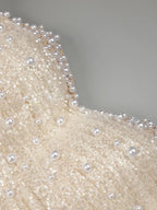 Wedding Dress For Women Elegant Off Shoulder Short Sleeves Pearl Sequins Design Sparkling Maxi Long Gown eprolo