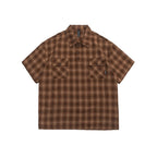 Double patch pocket design texture plaid loose short sleeved shirt for men eprolo