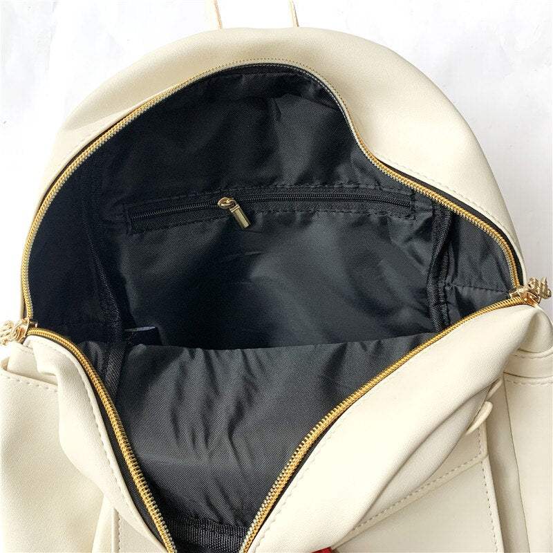 Cute Owl and Letter Casual Small Bag Women Girls Bag Beige PU Leather Backpack School Bag Shoulders Bag Gift eprolo