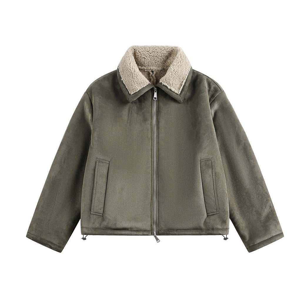 Brown lambhair coat for men eprolo