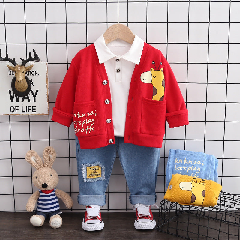 Cartoon Coat Three-piece Set 1-3 Years Old 4 Children's Clothes LittleYogaSocks