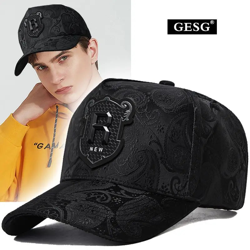 Spring and Summer New Hat Men's Tall Crown Cashew Embossed Baseball Cap Fashion Face-Looking Small Men Casual Peaked Cap eprolo