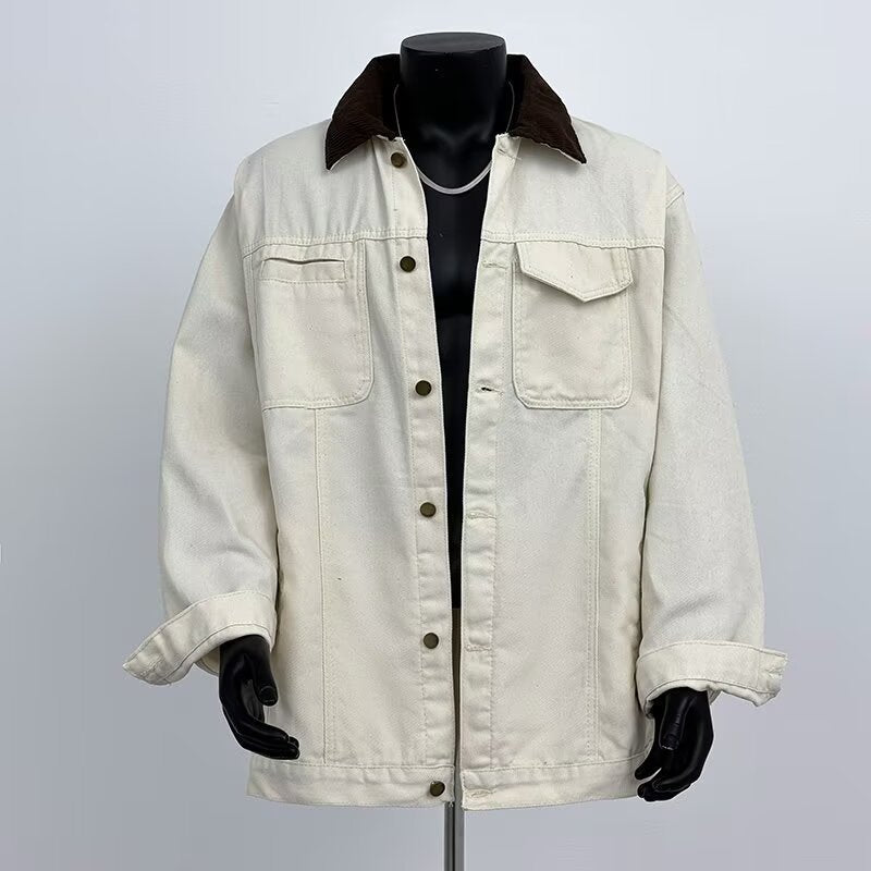 Color blocking patchwork denim workwear jacket for men in spring and autumn eprolo