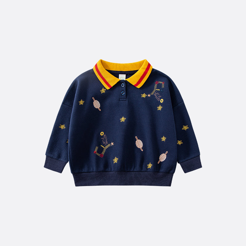 Planet embroidery children's sweater LittleYogaSocks