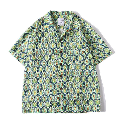 Bubble gauze printed Hawaiian Cuban collar short sleeved shirt for men eprolo