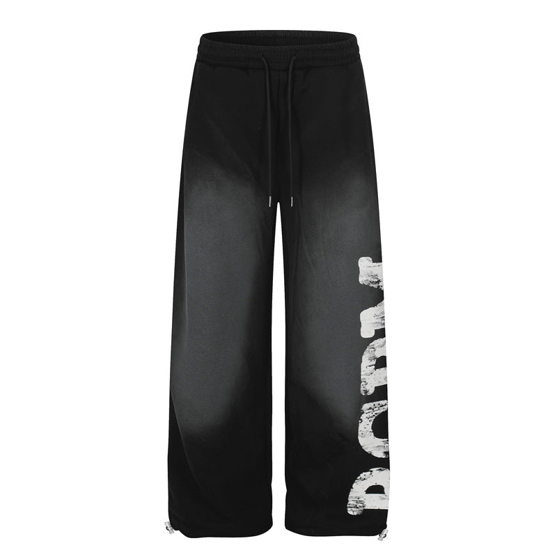 Style Oversized Letter Heavy Washed Distressed Sweatpants for Men and Women, Loose Casual Jazz Dance Wide Leg Pants eprolo