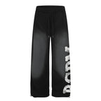 Style Oversized Letter Heavy Washed Distressed Sweatpants for Men and Women, Loose Casual Jazz Dance Wide Leg Pants eprolo