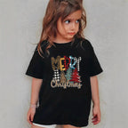 Combed Cotton New Christmas Children's Short Sleeve Girls' T-Shirt Kids Clothing Boys' Short Sleeve eprolo