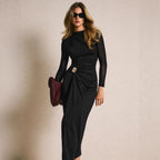Mesh sleeve metal buckle decorative dress eprolo