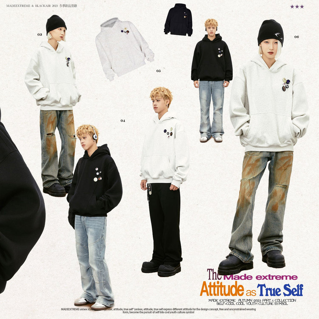 Hooded Casual Fleece Sweatshirt with Chest Patch for Men eprolo
