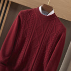 Men's Semi-high Diamond Bottoming Shirt Middle-aged Business Leisure Twisted Warm Sweater LittleYogaSocks