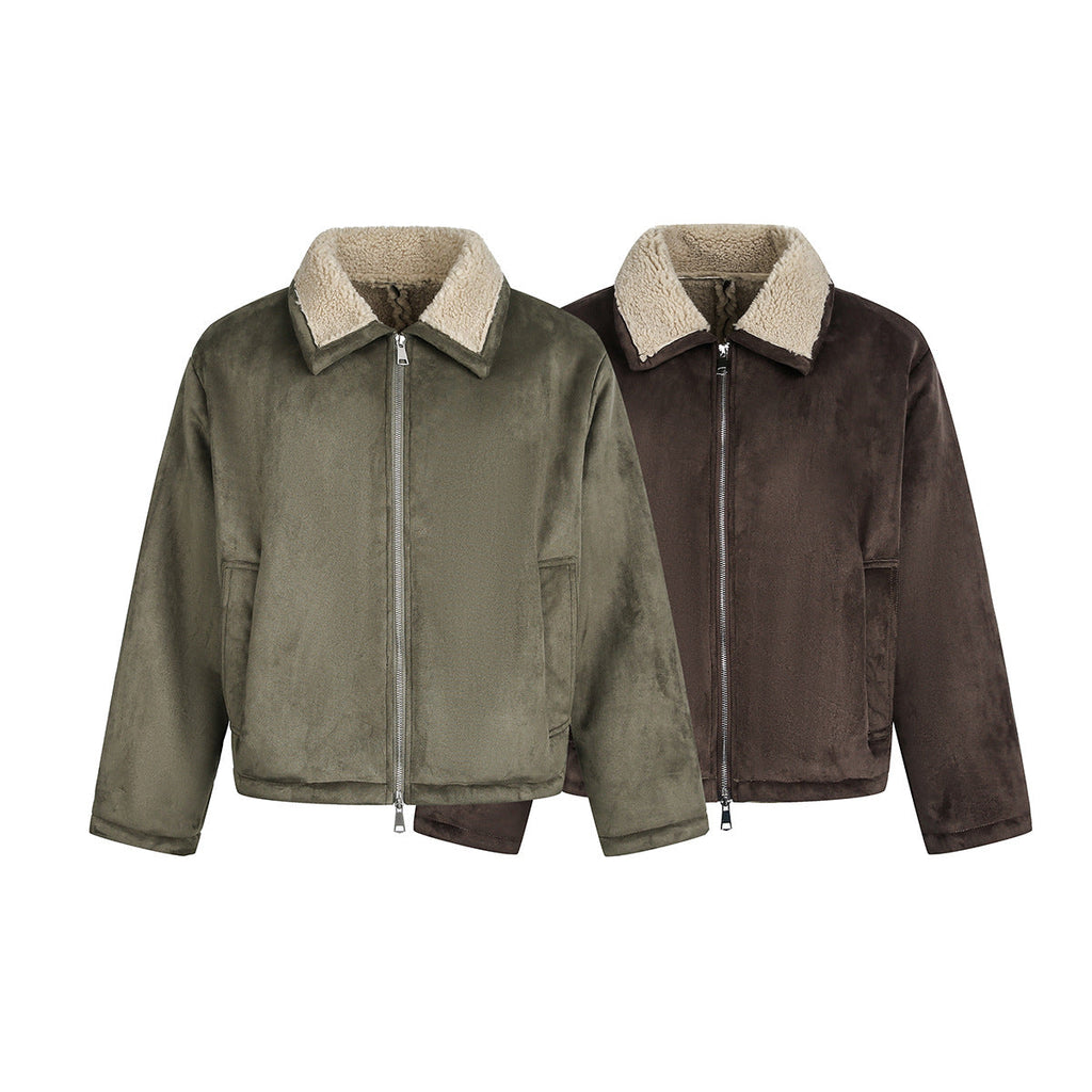 Brown lambhair coat for men eprolo