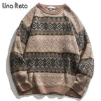 Una Reta Geometry Men's Sweater New Autumn Winter Hip Hop Sweater Men Streetwear Print Pullover Tops Harajuku Couple Sweater eprolo