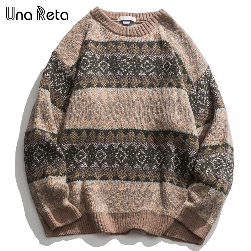 Una Reta Geometry Men's Sweater New Autumn Winter Hip Hop Sweater Men Streetwear Print Pullover Tops Harajuku Couple Sweater eprolo