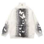 Butterfly Print Knit Sweater Coat for Men and Women, Loose Fit, Casual Chic Design eprolo