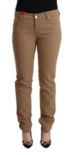 Jacob Cohen Brown Cotton Stretch Mid Waist Skinny Pants Jacob Cohen