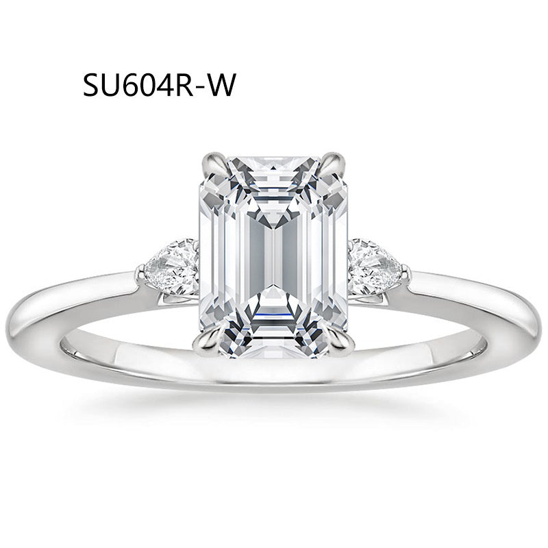 Fashion Luxury Three-Stone Diamond Ring 1 Carat Wedding Ring S925 Sterling Silver Plated 18K Gold Lab-Grown Diamond Ring for Women eprolo