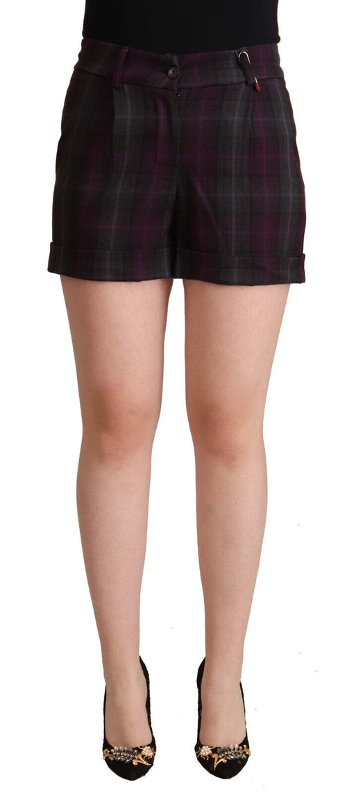 BENCIVENGA Multicolor Checkered Mid Waist Folded Hem Shorts BENCIVENGA
