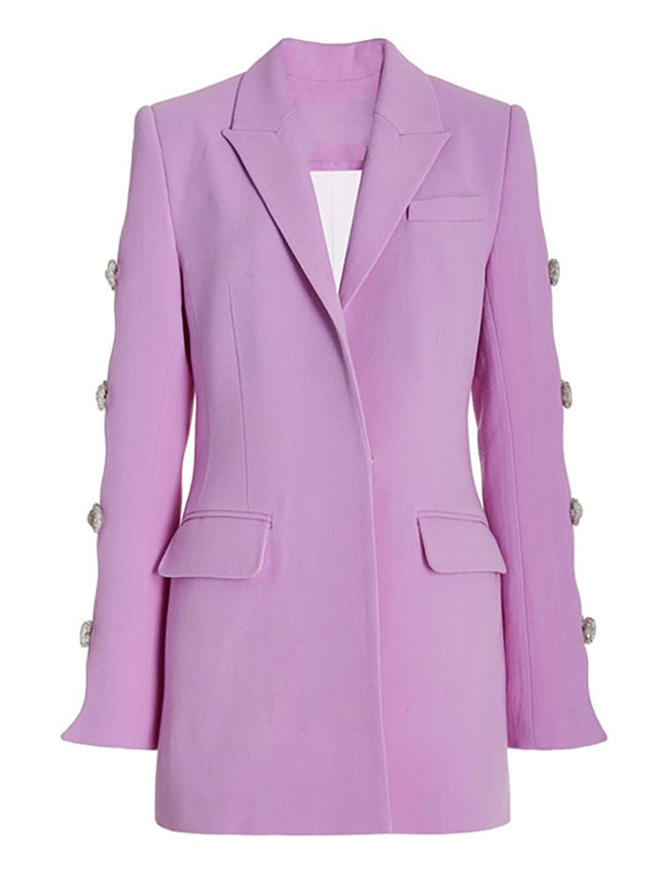 Fashion Women Suit Dress Notched Collar Slim Diamond Bow Hollow Out Sleeve Pearl Belt Mini Dresses Autumn New eprolo