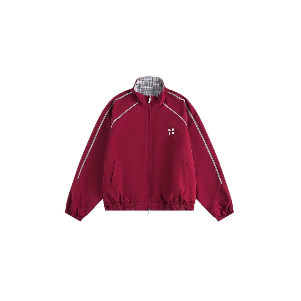 Style Sports Jacket with Reflective Stripes and Color Blocking for Men and Women, Red Couple's Outerwear eprolo