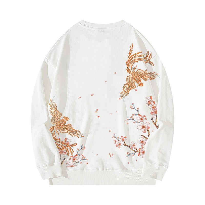 National trend phoenix embroidery long-sleeved sweatshirt men autumn and winter trendy brand loose round neck jacket eprolo