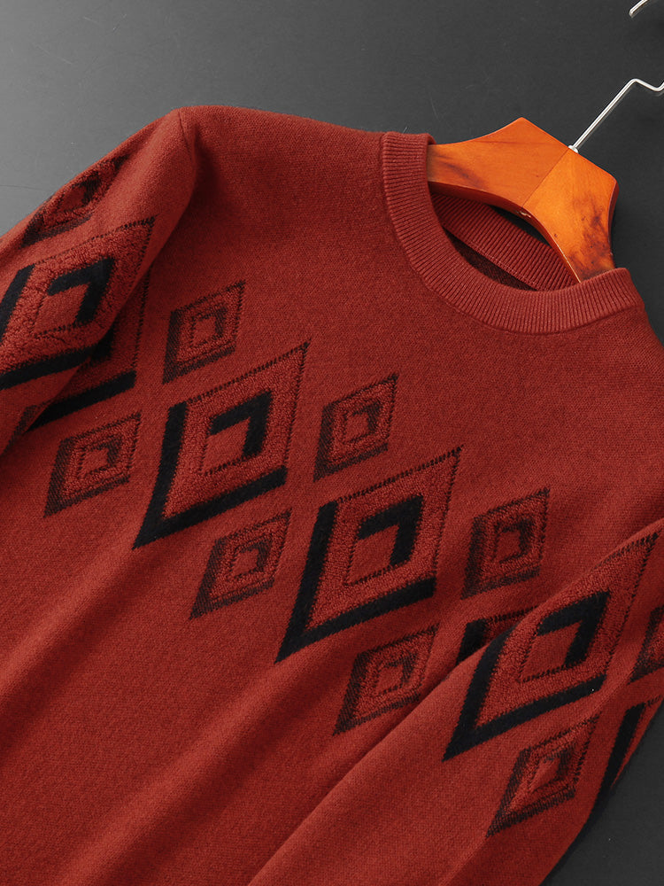 A sophisticated jacquard turtleneck sweater designed for the discerning man. The textured knit pattern delivers visual interest while the high collar offers practical warmth LittleYogaSocks